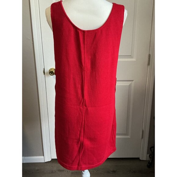 Metropolitan New York 10001 Women’s Large Red Overall Jumper Dress Pockets - Picture 4 of 7